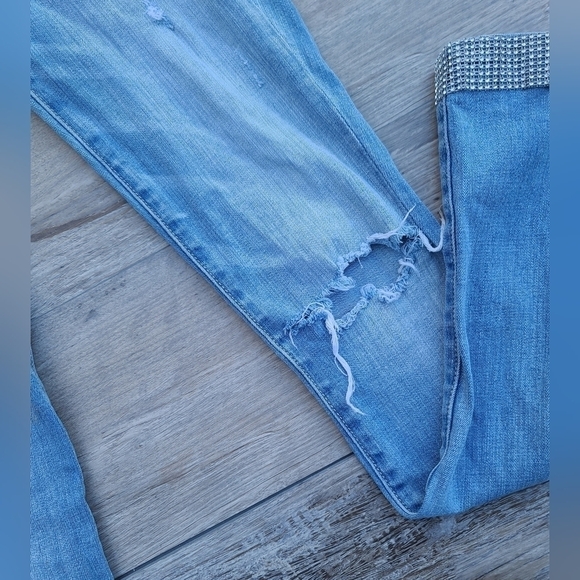 Abercrombie Y2K Bandana Patch Sequin Hem Jeans Upcycled - Picture 8 of 10